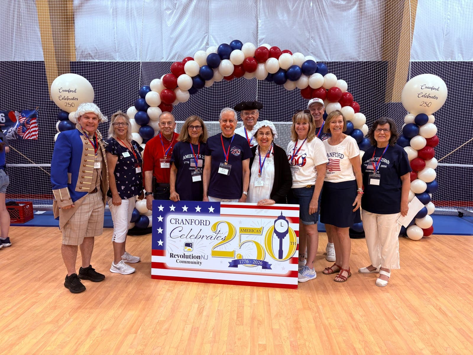 Members of the Cranford 250th Committee gather at the opening of the celebration.